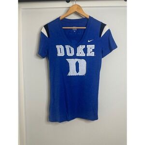 Nike Duke Blue Devils T Shirt Women's Medium V Neck Short‎ Sleeve Graphic Tee